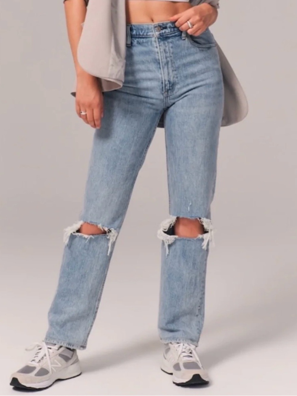 Abercrombie & Fitch The '90s Straight Ultra High Rise Jeans Distressed Size 28